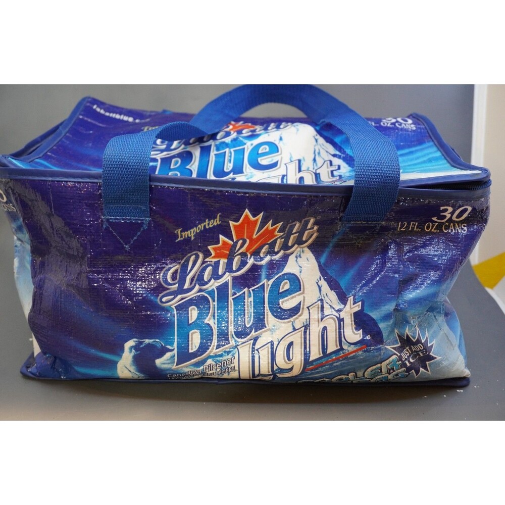 Vintage Labatt Blue Light Beer 30 Can Case Insulated Cooler Bag Promo Zipper